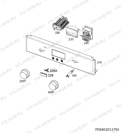 Взрыв-схема плиты (духовки) Electrolux EKI54552OW - Схема узла Command panel 037